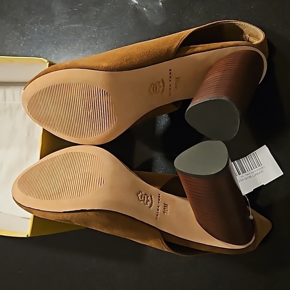 💕TRINA TURK💕 Sunset Blvd Suede Slingback Heels ~ Tan 10 New with Box (No Lid) - Picture 11 of 16